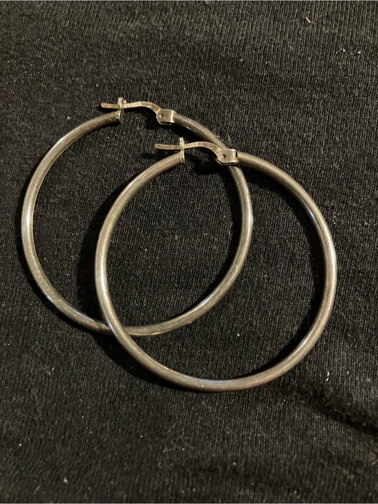 Estate Jewelry - Vintage 925 Italy Sterling Silver Classic Medium Tube Hoop Earrings